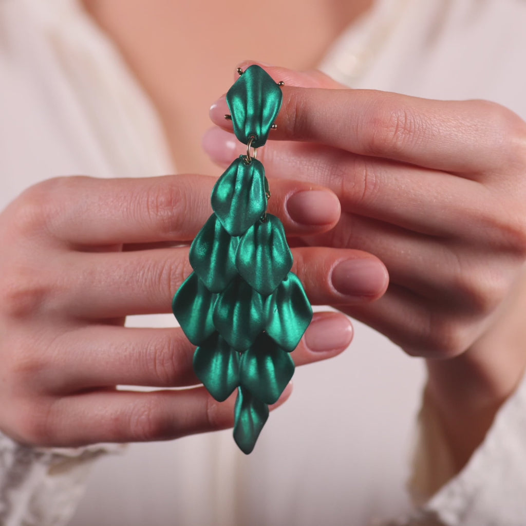 Emerald Leaves Dangle Earrings