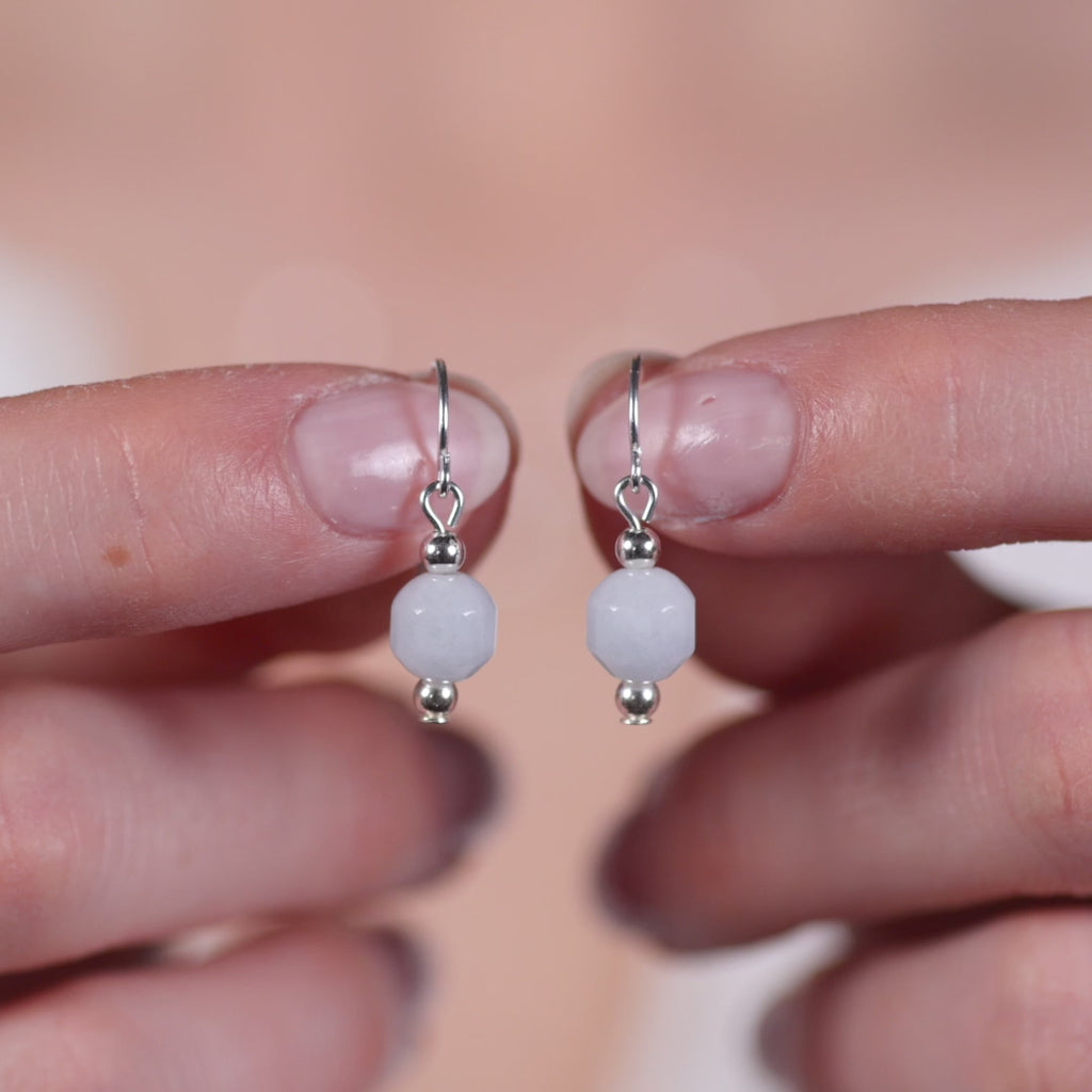 Silver Aquamarine French Hook Earrings
