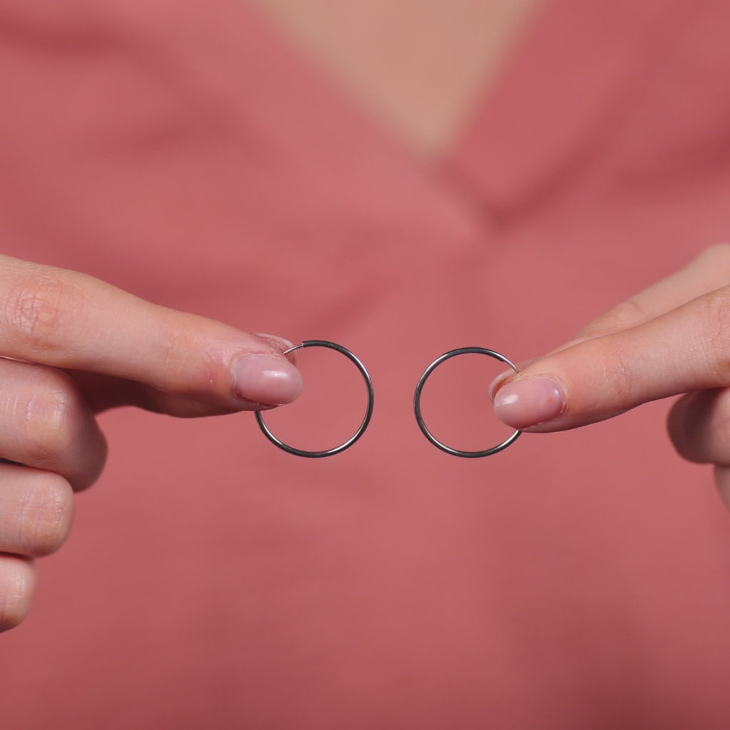 Small Endless Hoop Earrings Silver Plated