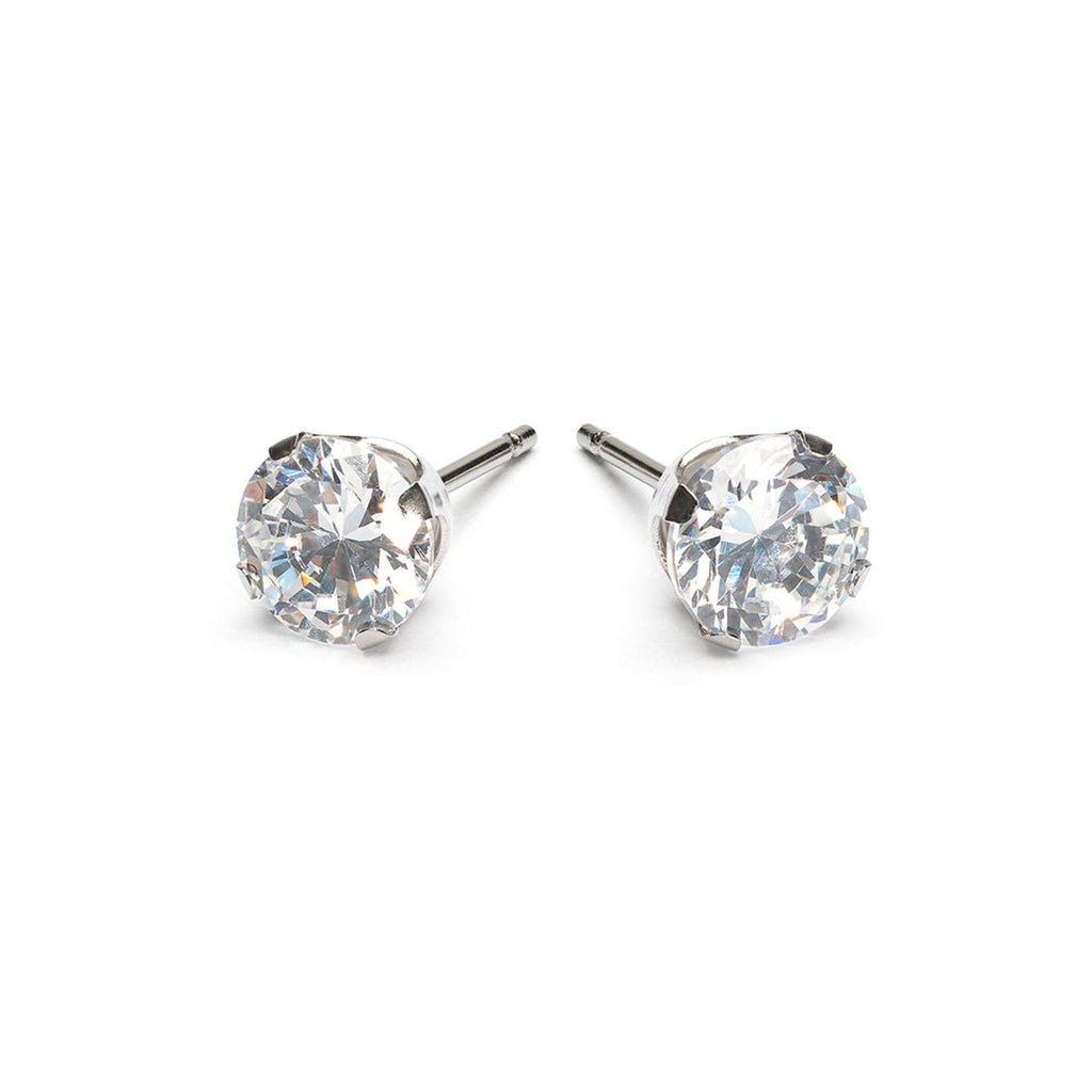 Stainless Steel 6 mm Round Cubic Zirconia Stud Earrings - Simply Whispers