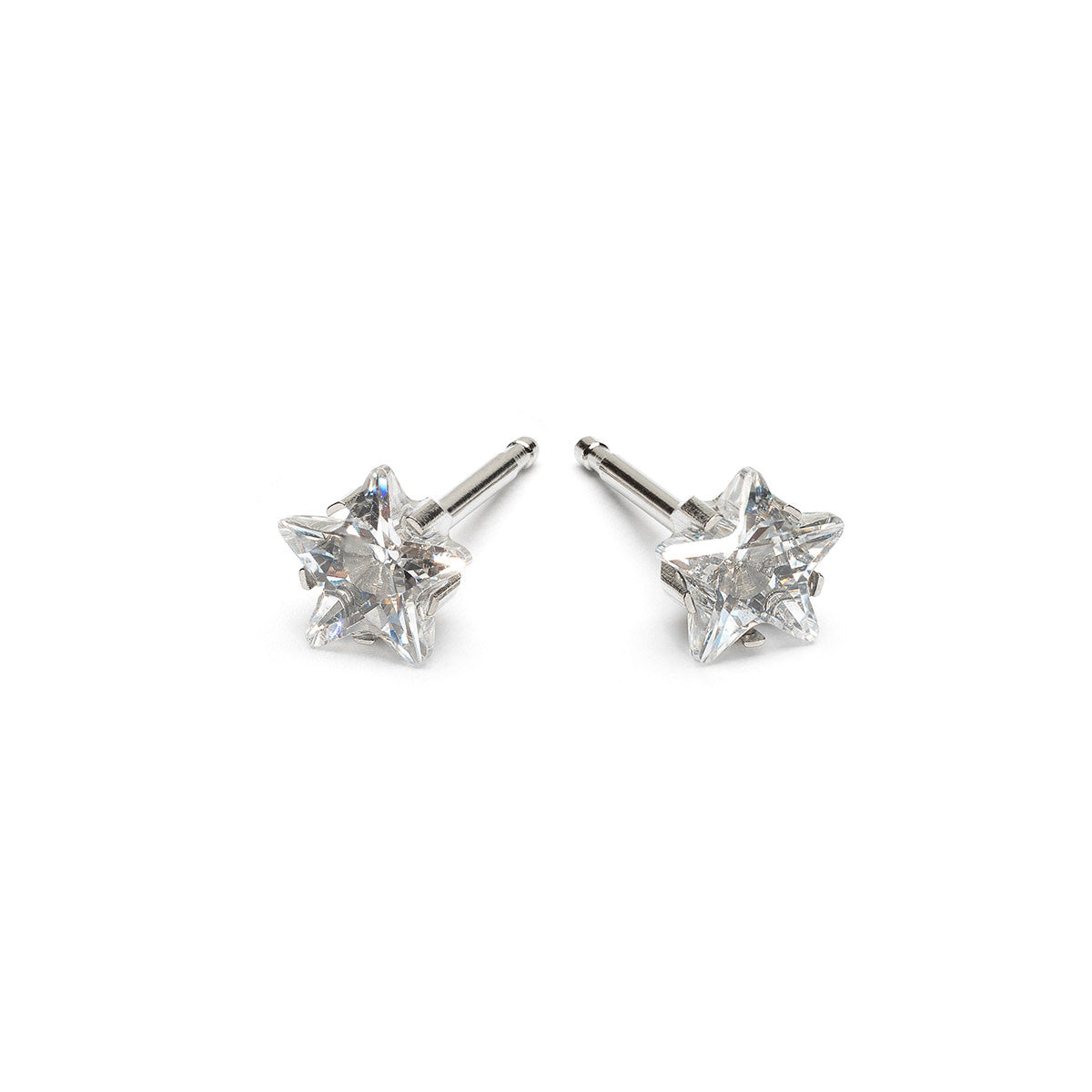 Stainless Steel 5 mm Star Cubic Zirconia Stud Earrings - Simply Whispers