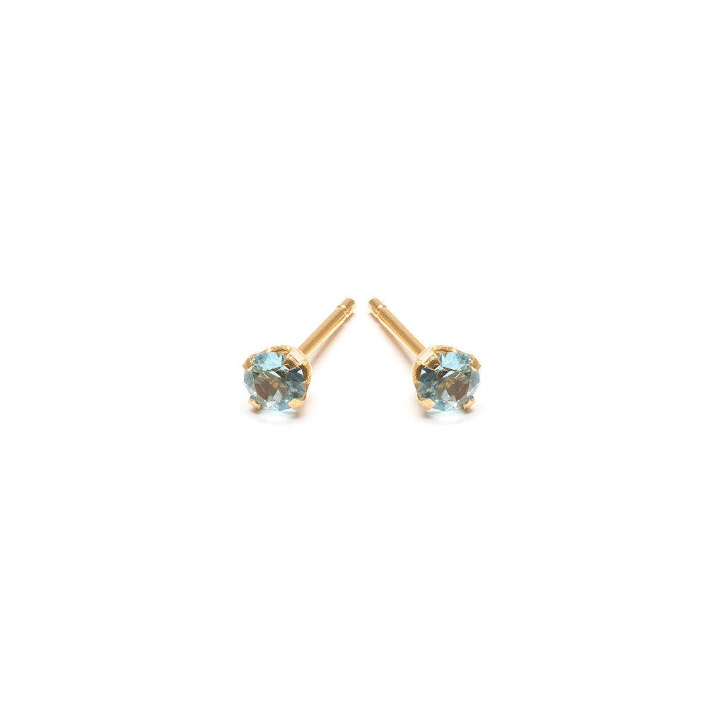March Birthstone 14k Gold Plated Stud Earrings - Simply Whispers