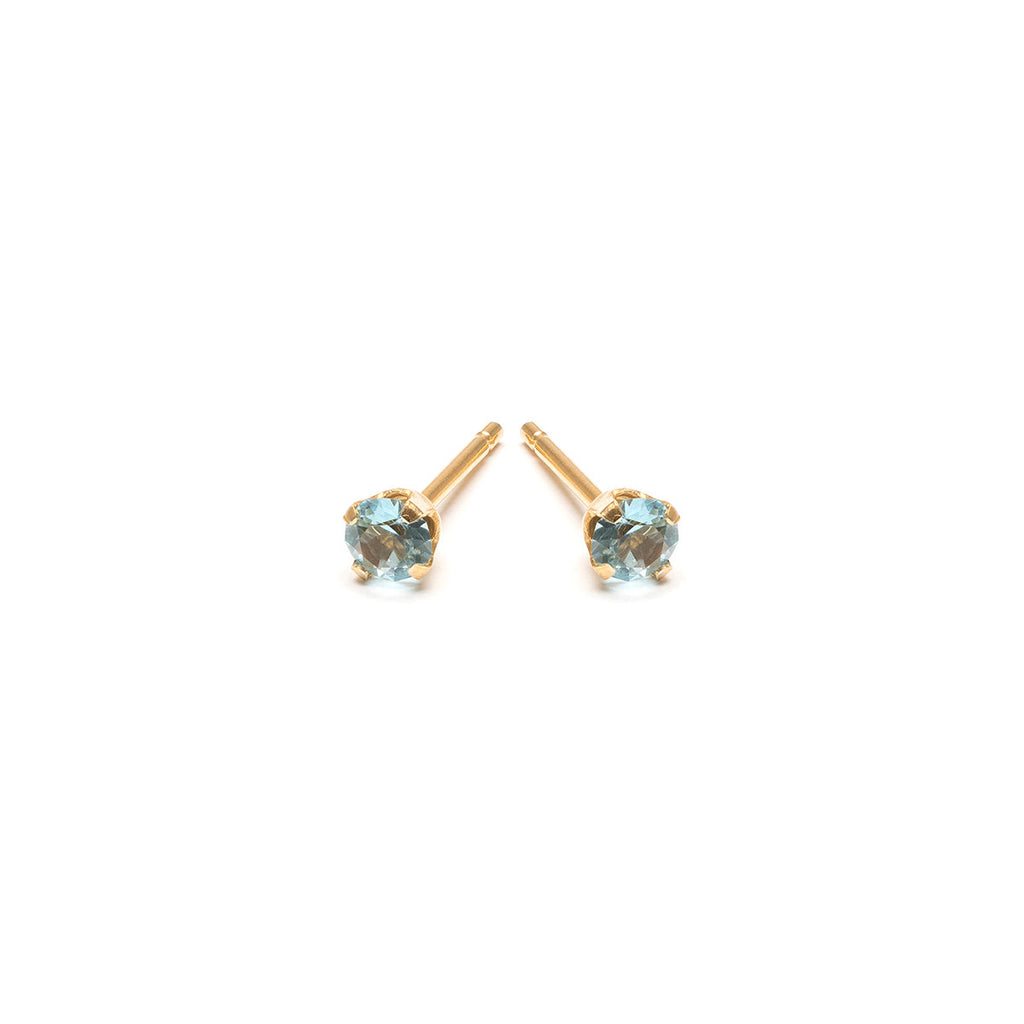 March Birthstone 14k Gold Plated Stud Earrings - Simply Whispers