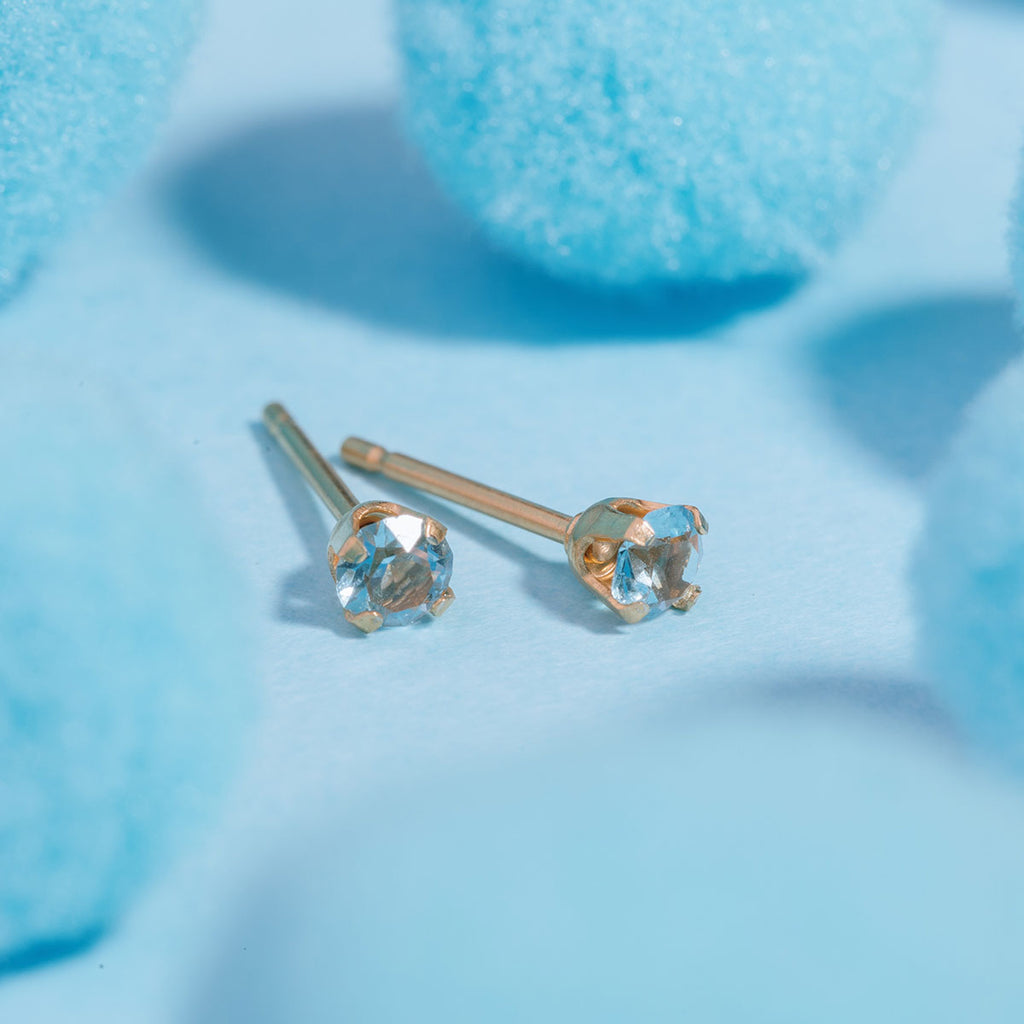 March Birthstone 14k Gold Plated Stud Earrings - Simply Whispers
