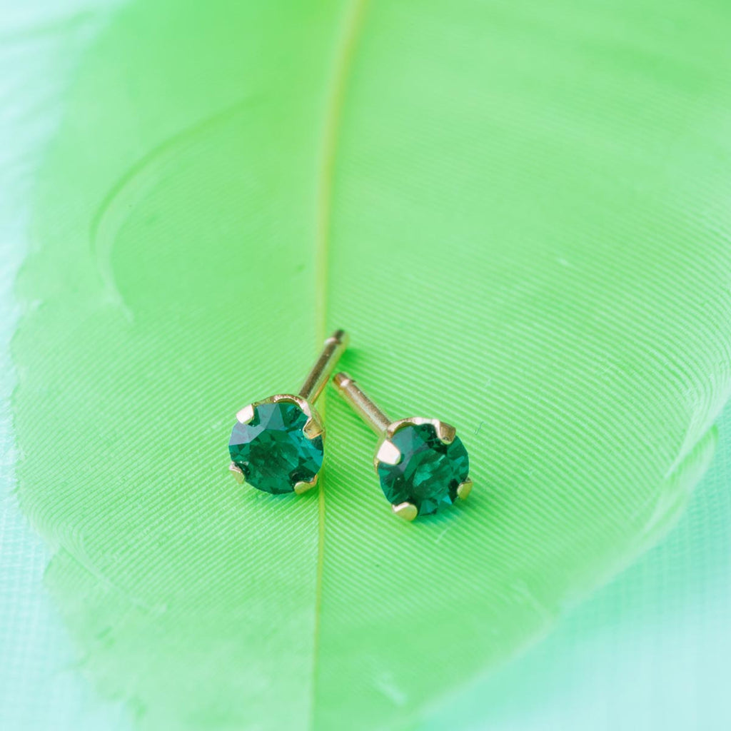 May Birthstone 14k Gold Plated Stud Earrings - Simply Whispers