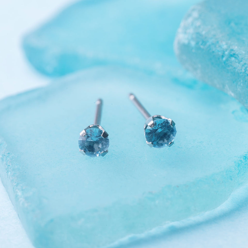 March Birthstone Stainless Steel Stud Earrings - Simply Whispers