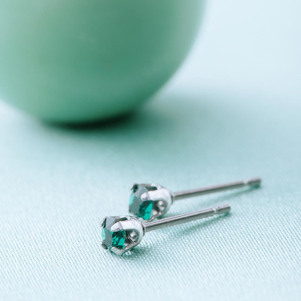 May Birthstone Stainless Steel Stud Earrings - Simply Whispers