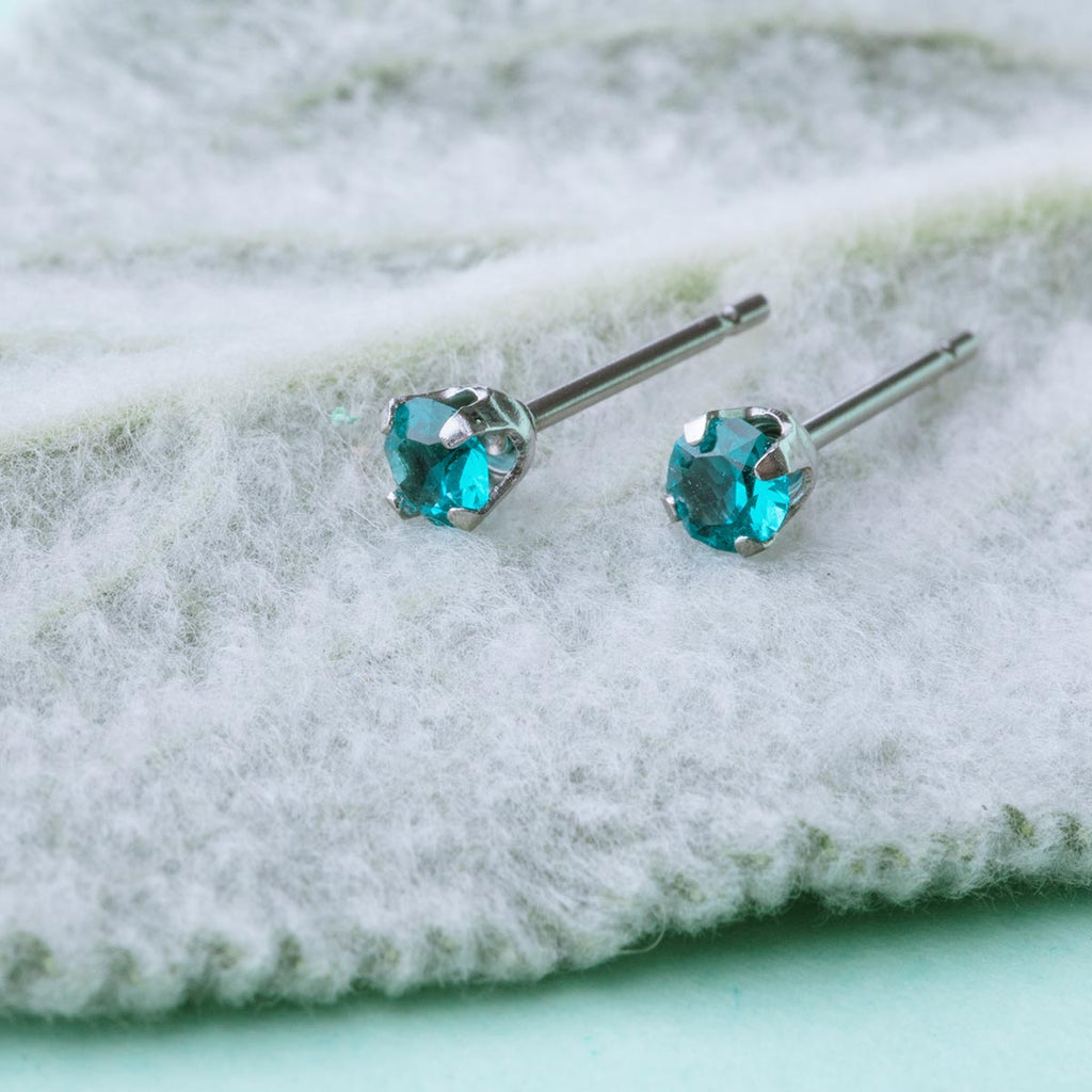 December Birthstone Stainless Steel Stud Earrings - Simply Whispers