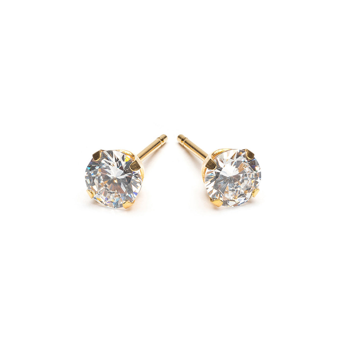 Gold plated 5 mm Round Cubic Zirconia Stud Earrings - Simply Whispers