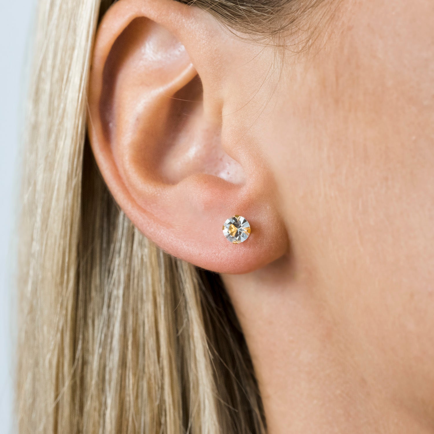 Gold Plated 5 mm April Birthstone Stud Earrings - Simply Whispers