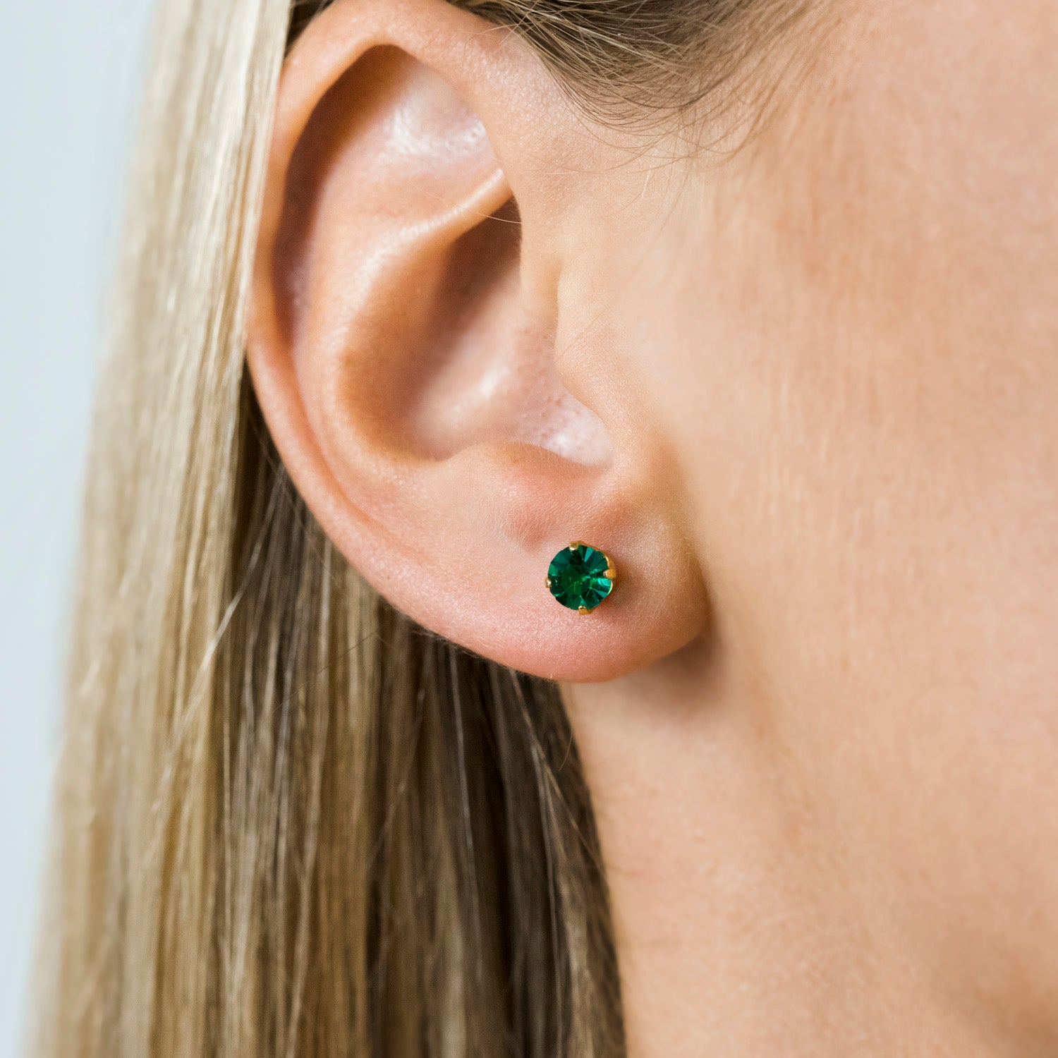 Gold Plated 5 mm May Birthstone Stud Earrings - Simply Whispers