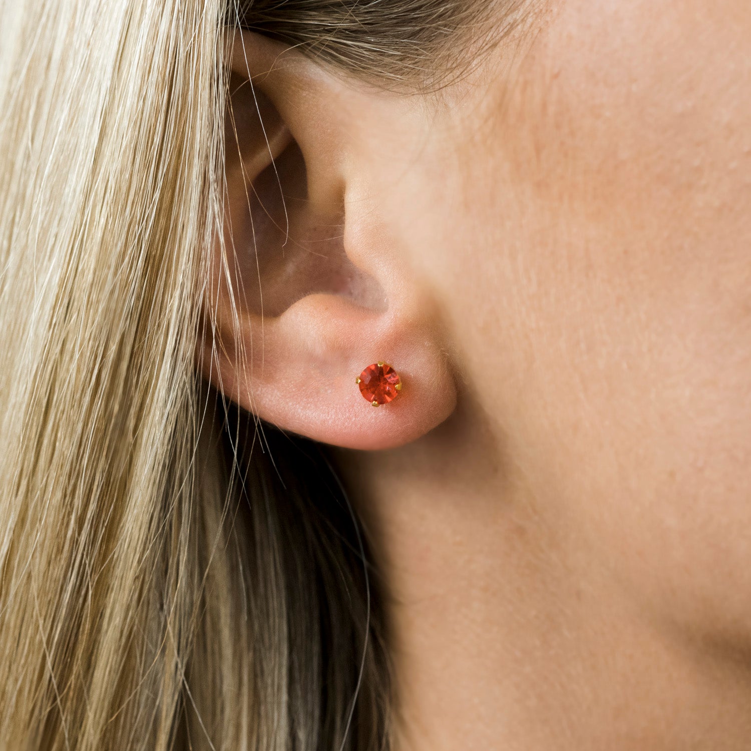 Gold Plated 5 mm July Birthstone Stud Earrings - Simply Whispers