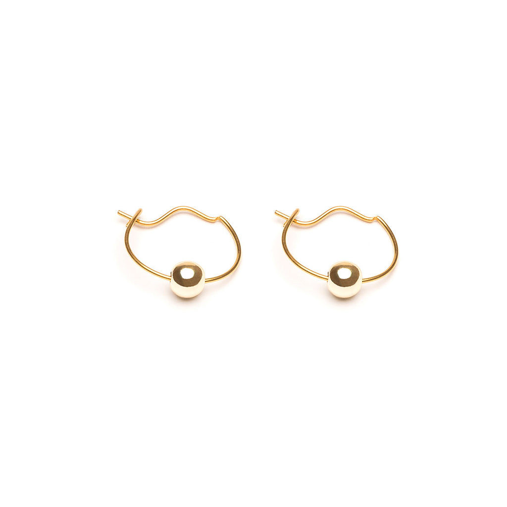 Gold Plated 4 mm Bead Continuous Hoop Earrings - Simply Whispers