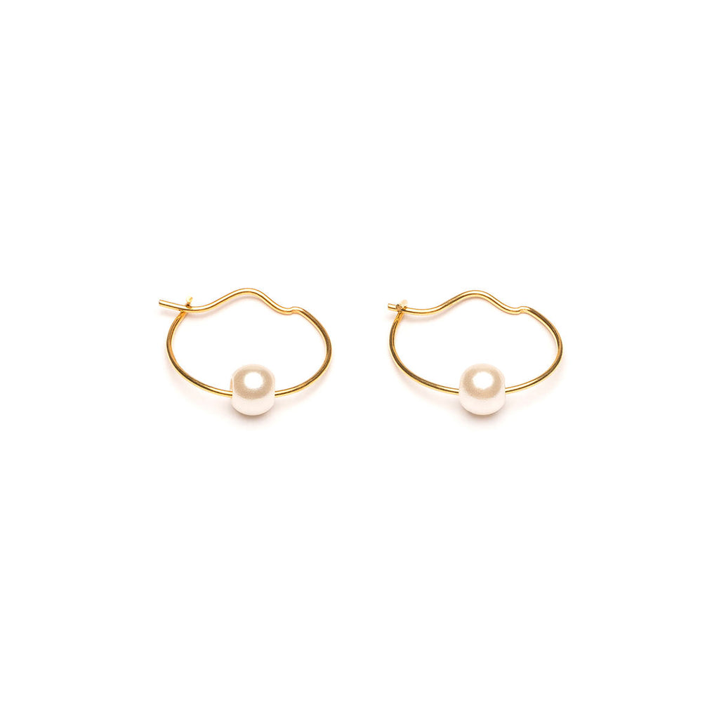 Gold Plated 4 mm Pearl Continuous Hoop Earrings - Simply Whispers