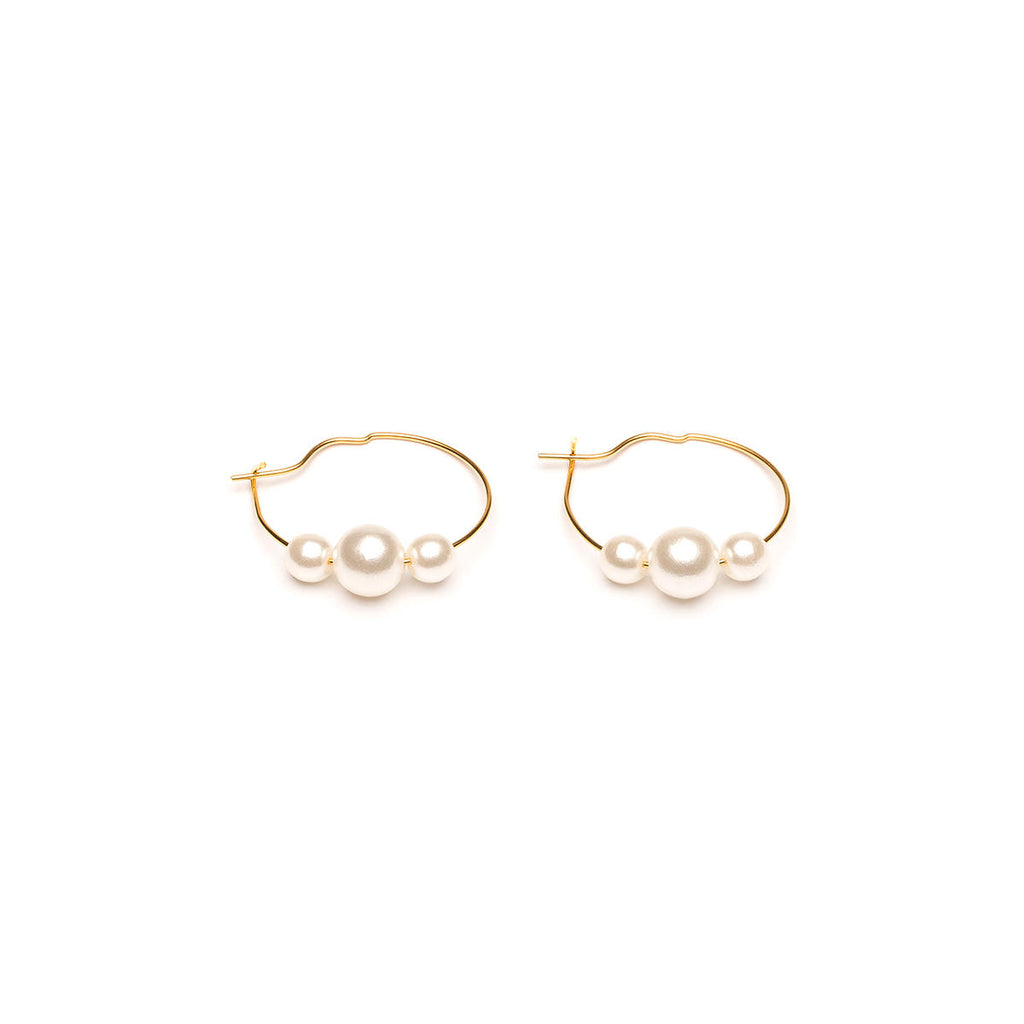 Gold Plated 6 mm Pearls Hoop Earrings - Simply Whispers