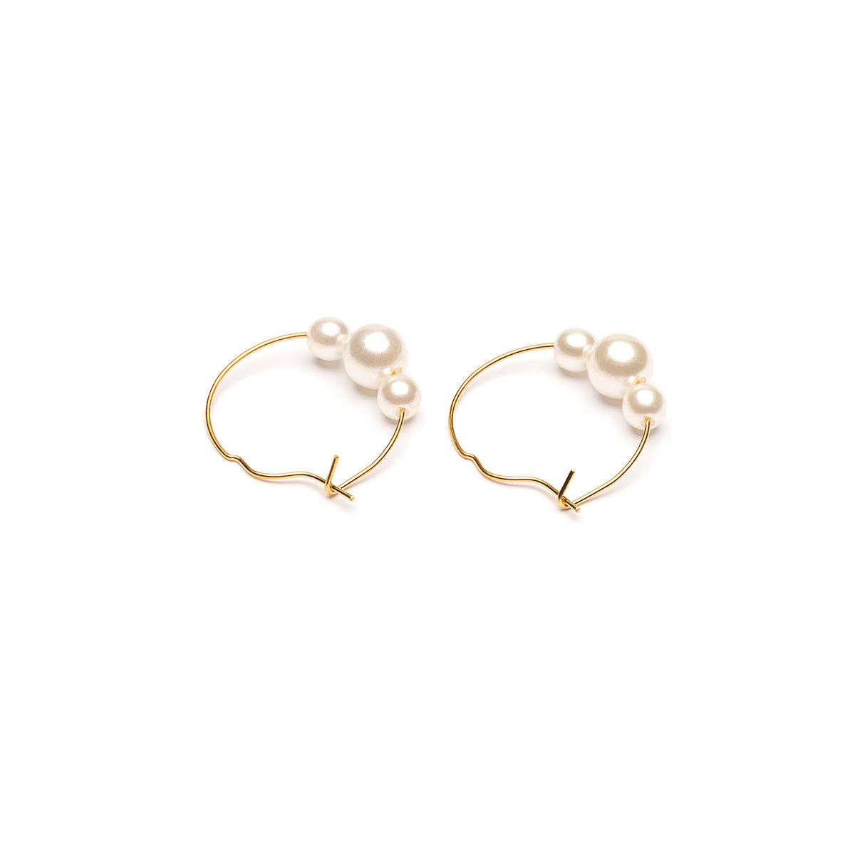 Gold Plated 6 mm Pearls Hoop Earrings