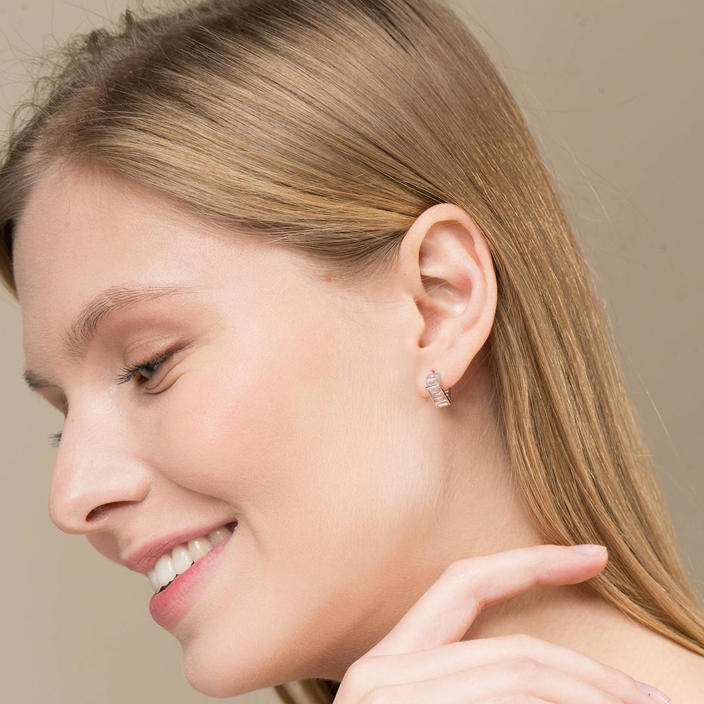 Pave Rhombus Huggie Earrings - Simply Whispers