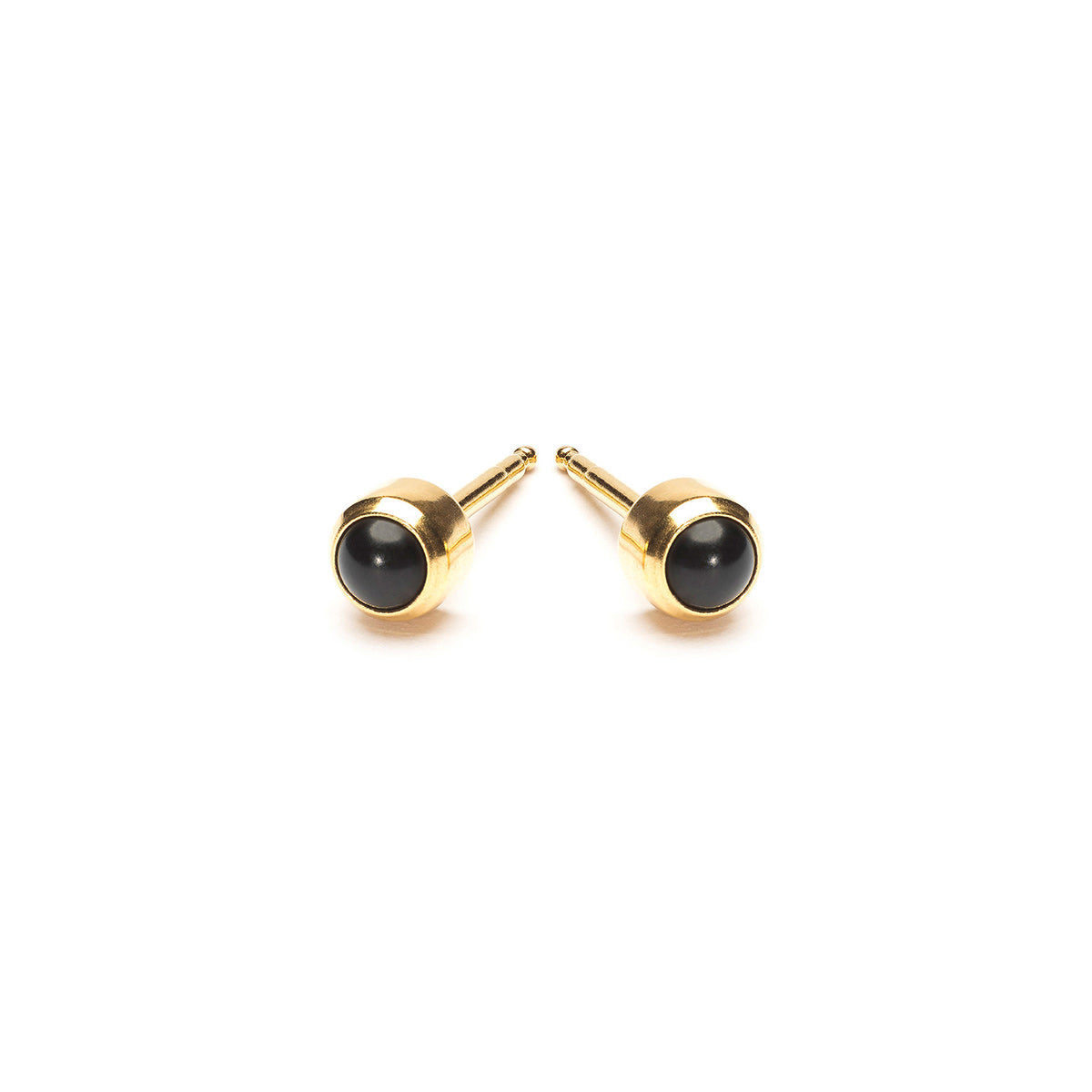 Gold Plated 3 mm Onyx Stud Earrings - Simply Whispers