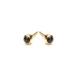 Gold Plated 3 mm Onyx Stud Earrings - Simply Whispers