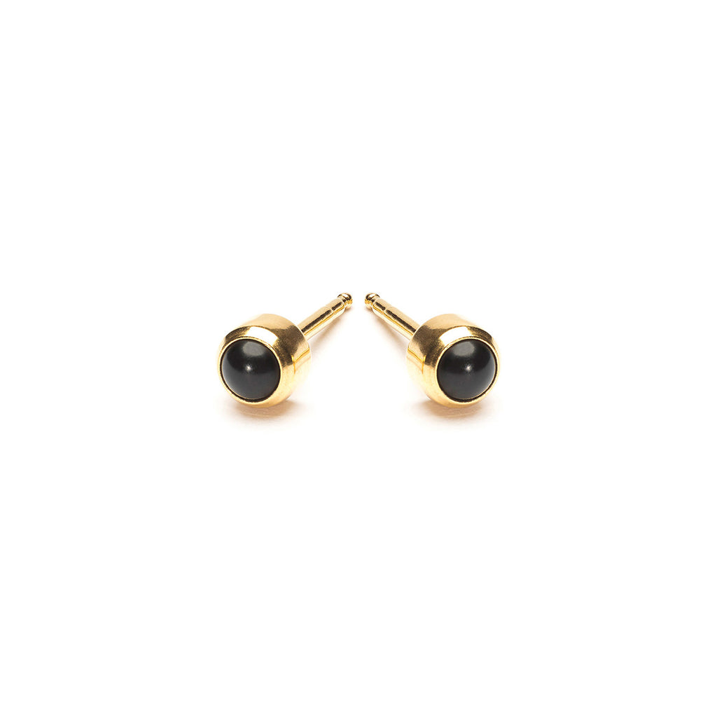 Gold Plated 3 mm Onyx Stud Earrings - Simply Whispers