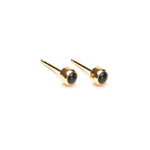 Gold Plated 3 mm Onyx Stud Earrings - Simply Whispers