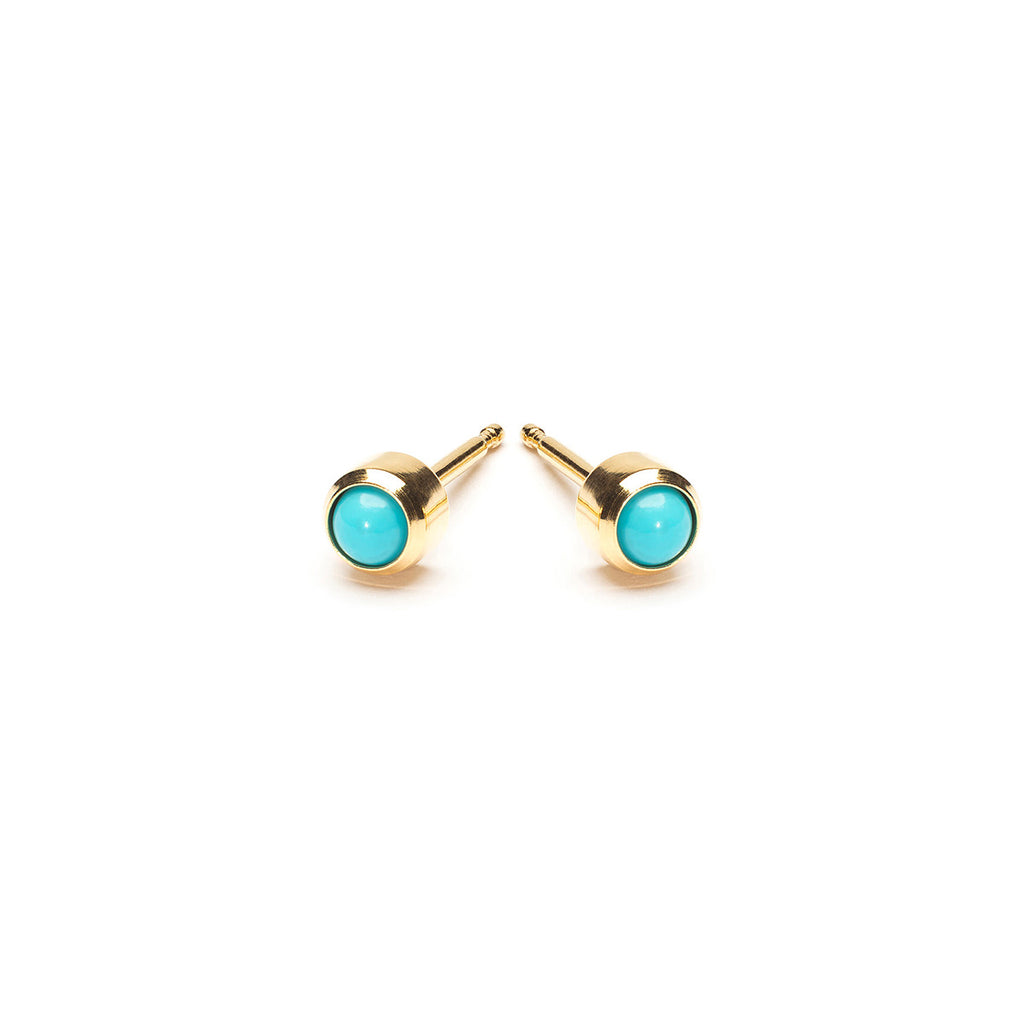 Gold Plated 3 mm Turquoise Stud Earrings - Simply Whispers