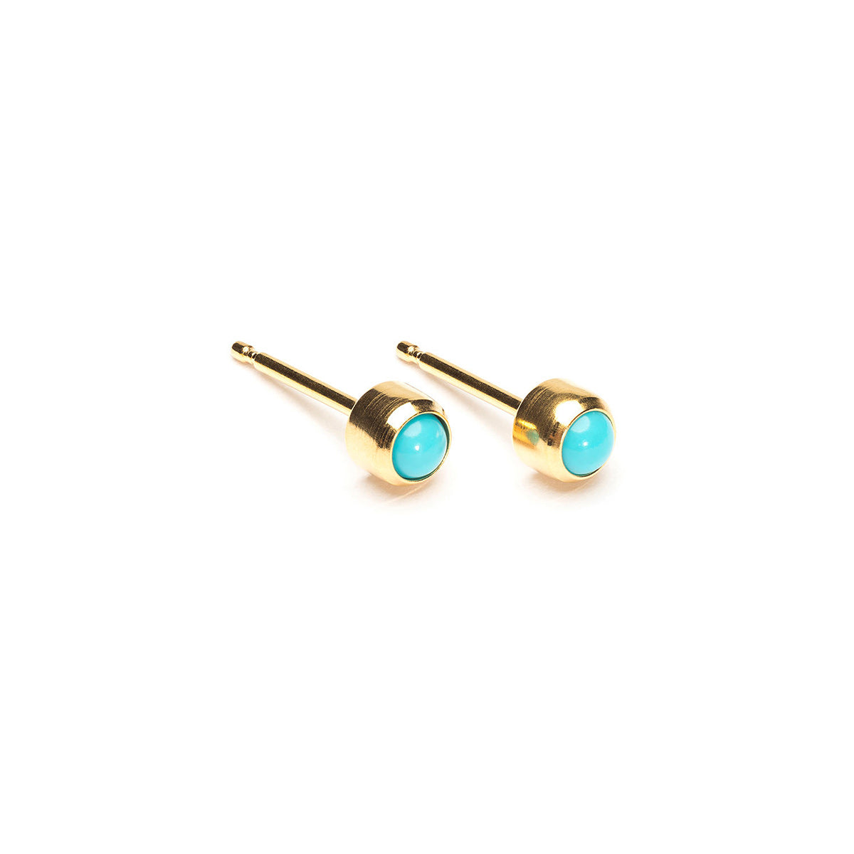 Gold Plated 3 mm Turquoise Stud Earrings - Simply Whispers