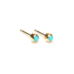 Gold Plated 3 mm Turquoise Stud Earrings - Simply Whispers