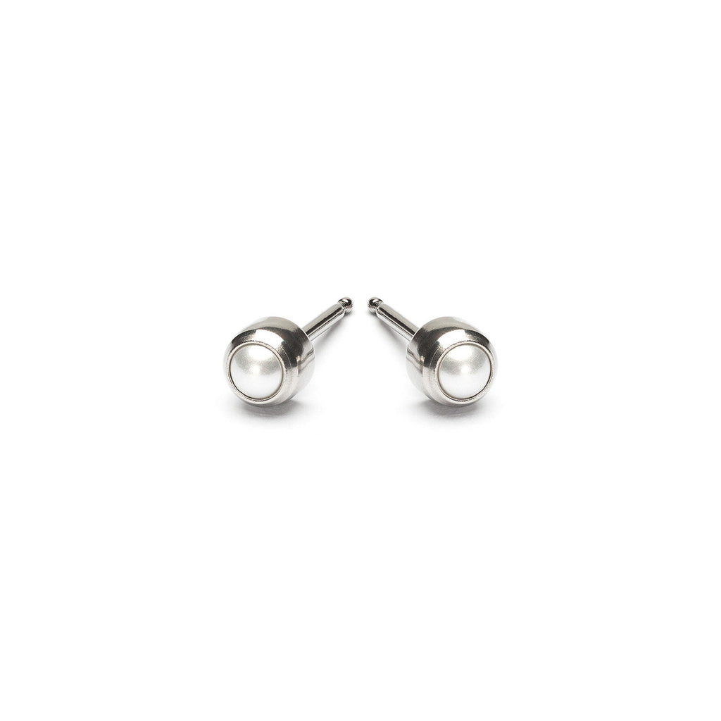 Stainless Steel 3 mm Pearl Treasure Stud Earrings - Simply Whispers