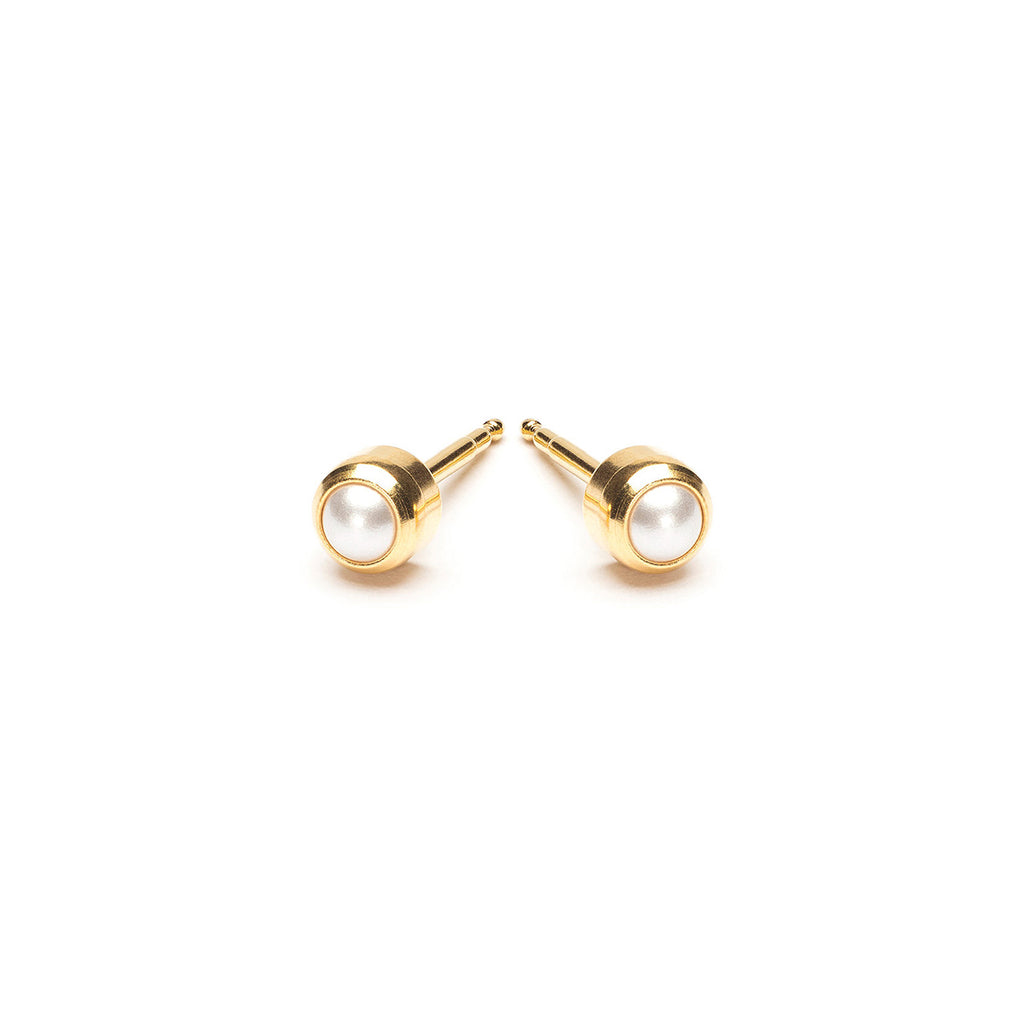 Gold Plated 3 mm Pearl Treasure Stud Earrings - Simply Whispers