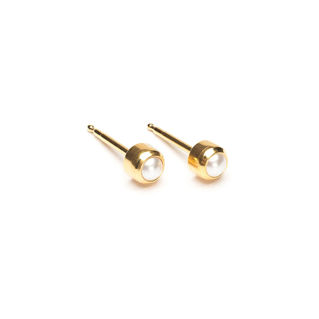 Gold Plated 3 mm Pearl Treasure Stud Earrings - Simply Whispers
