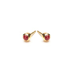 Gold Plated 3 mm Red Coral Stud Earrings - Simply Whispers