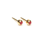 Gold Plated 3 mm Red Coral Stud Earrings - Simply Whispers