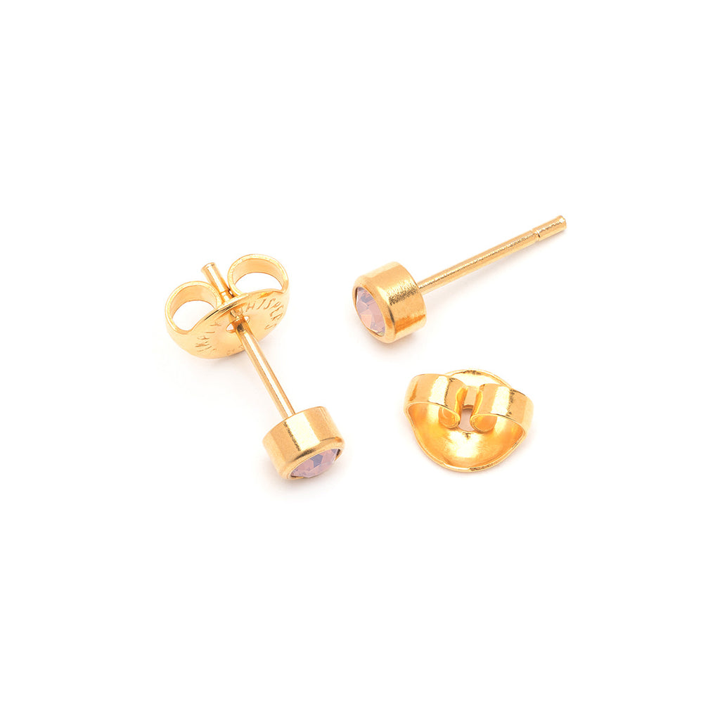 Pink Crystal Stud Earrings Gold Plated - Simply Whispers