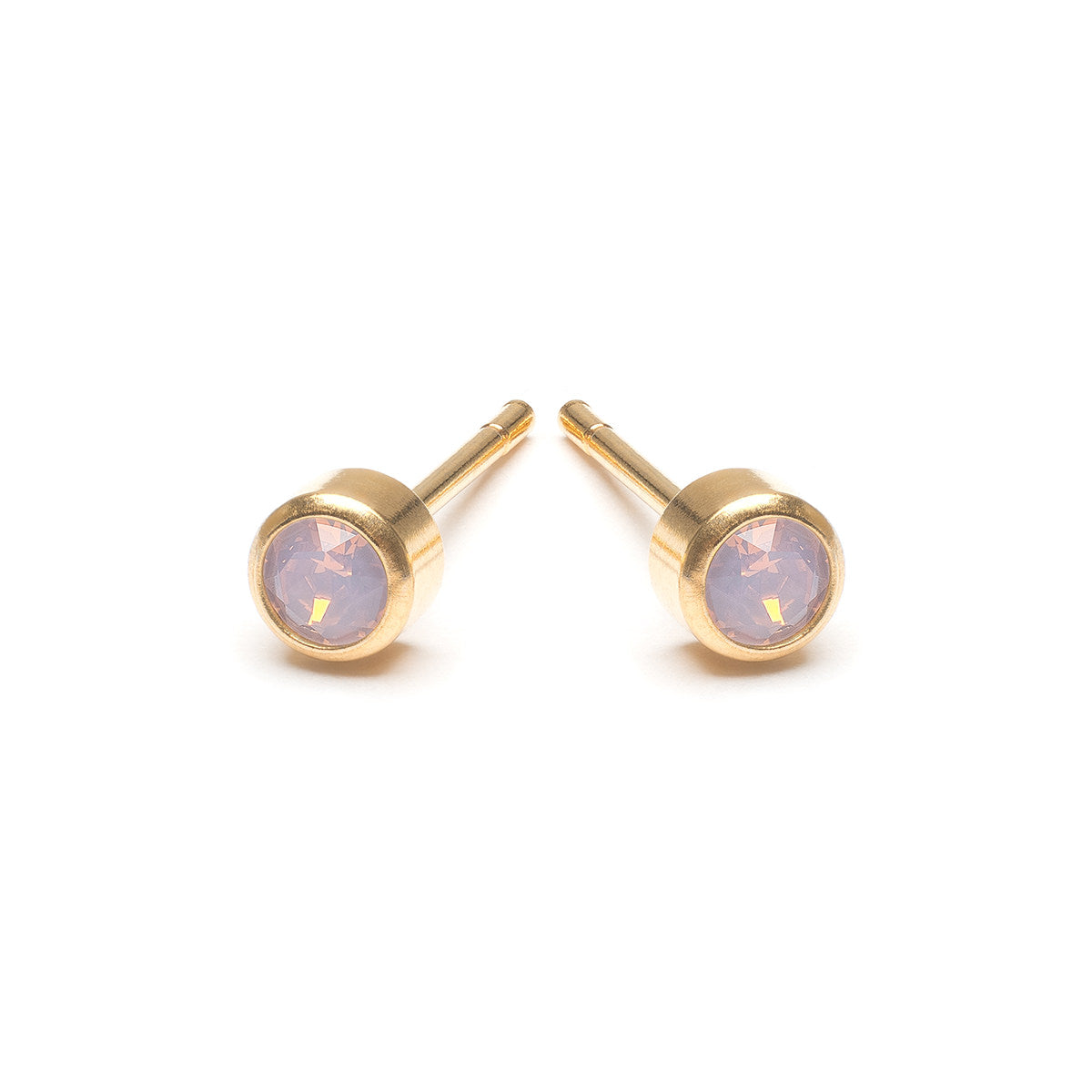 Pink Crystal Stud Earrings Gold Plated - Simply Whispers