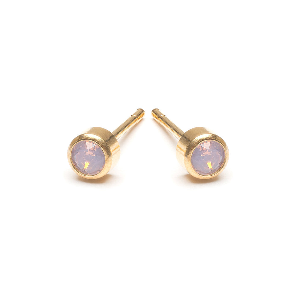 Pink Crystal Stud Earrings Gold Plated - Simply Whispers