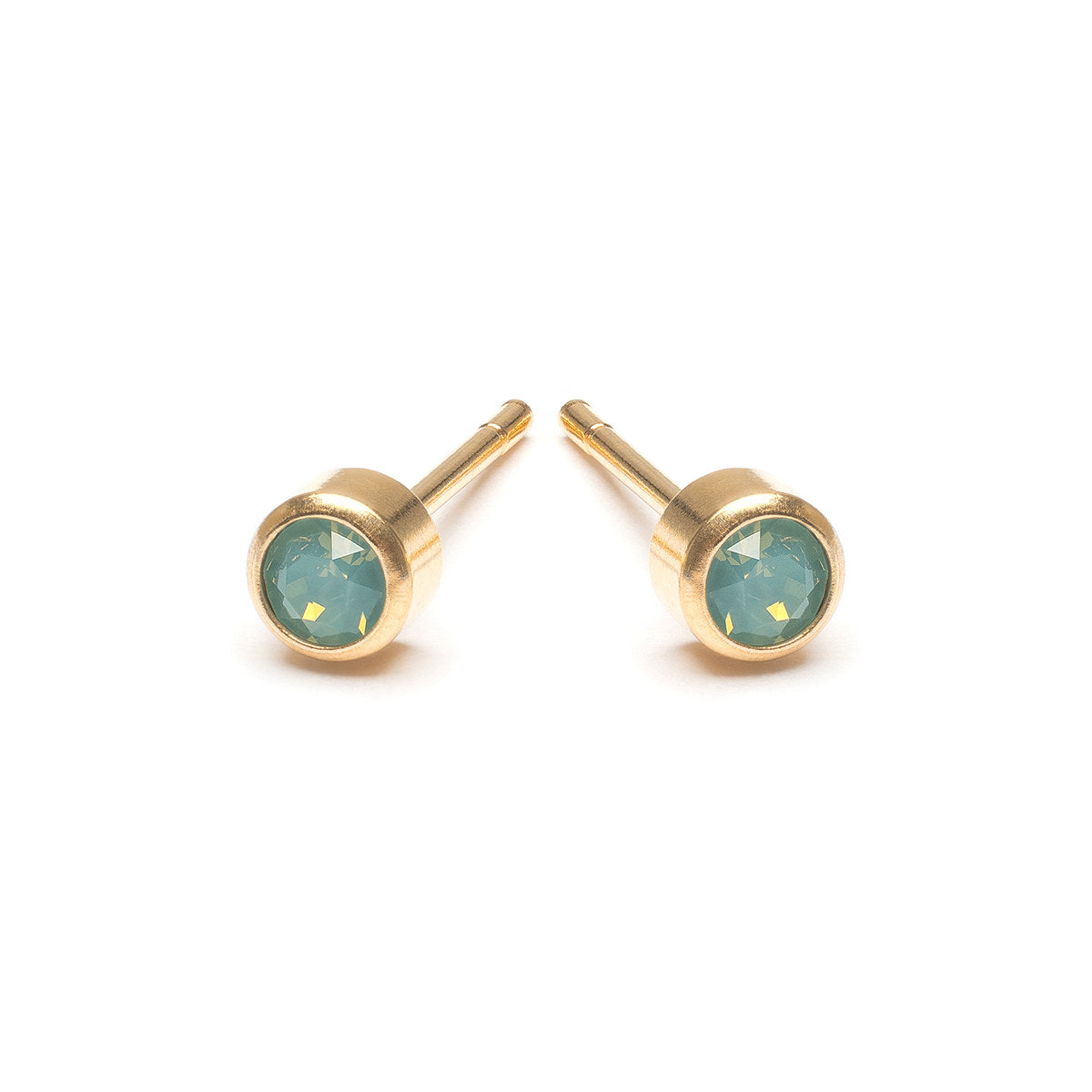 Aquamarine Crystal Stud Earrings Gold Plated - Simply Whispers