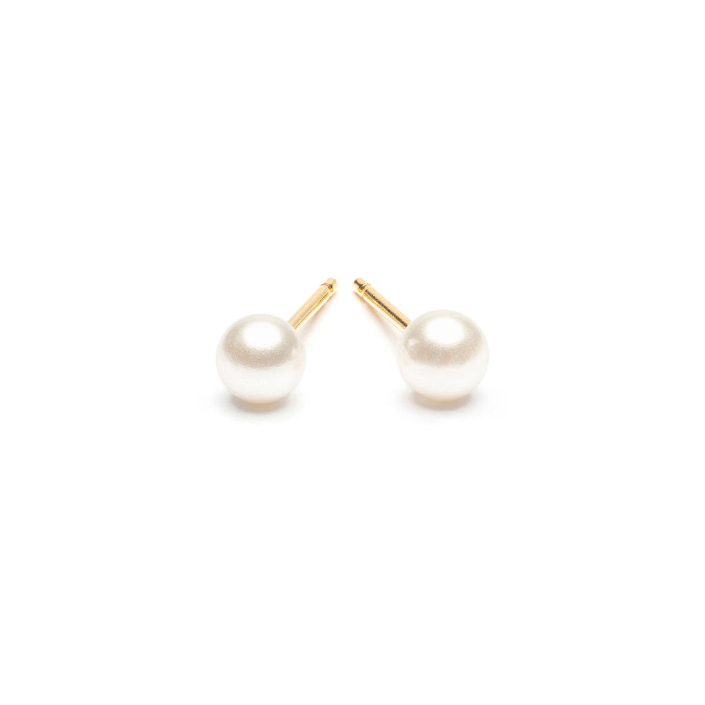 Gold Plated 4 mm White Pearl Stud Earrings - Simply Whispers