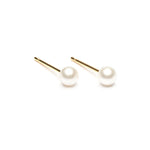 Gold Plated 4 mm White Pearl Stud Earrings - Simply Whispers