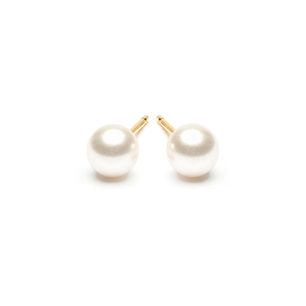 Gold Plated 5 mm White Pearl Stud Earrings - Simply Whispers