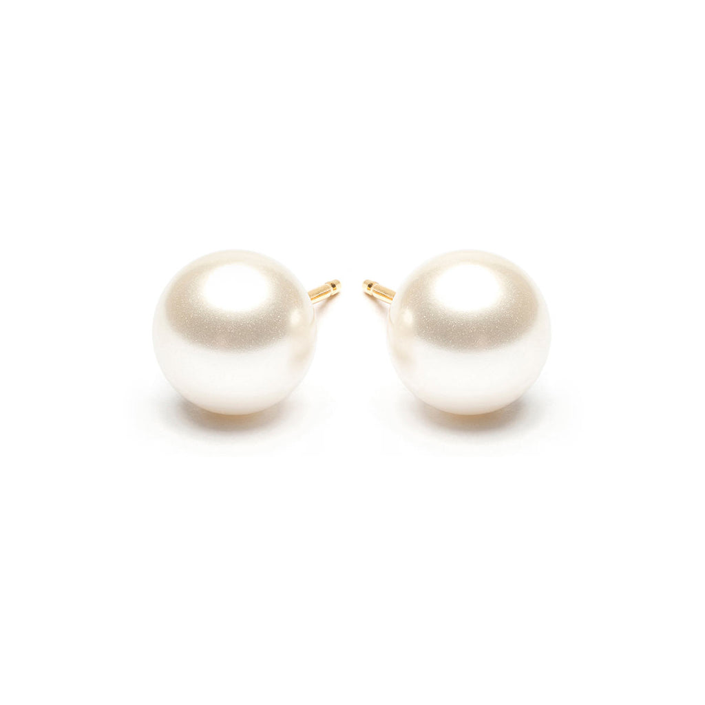 Pearl Stud Earrings 8mm Gold Plated - Simply Whispers