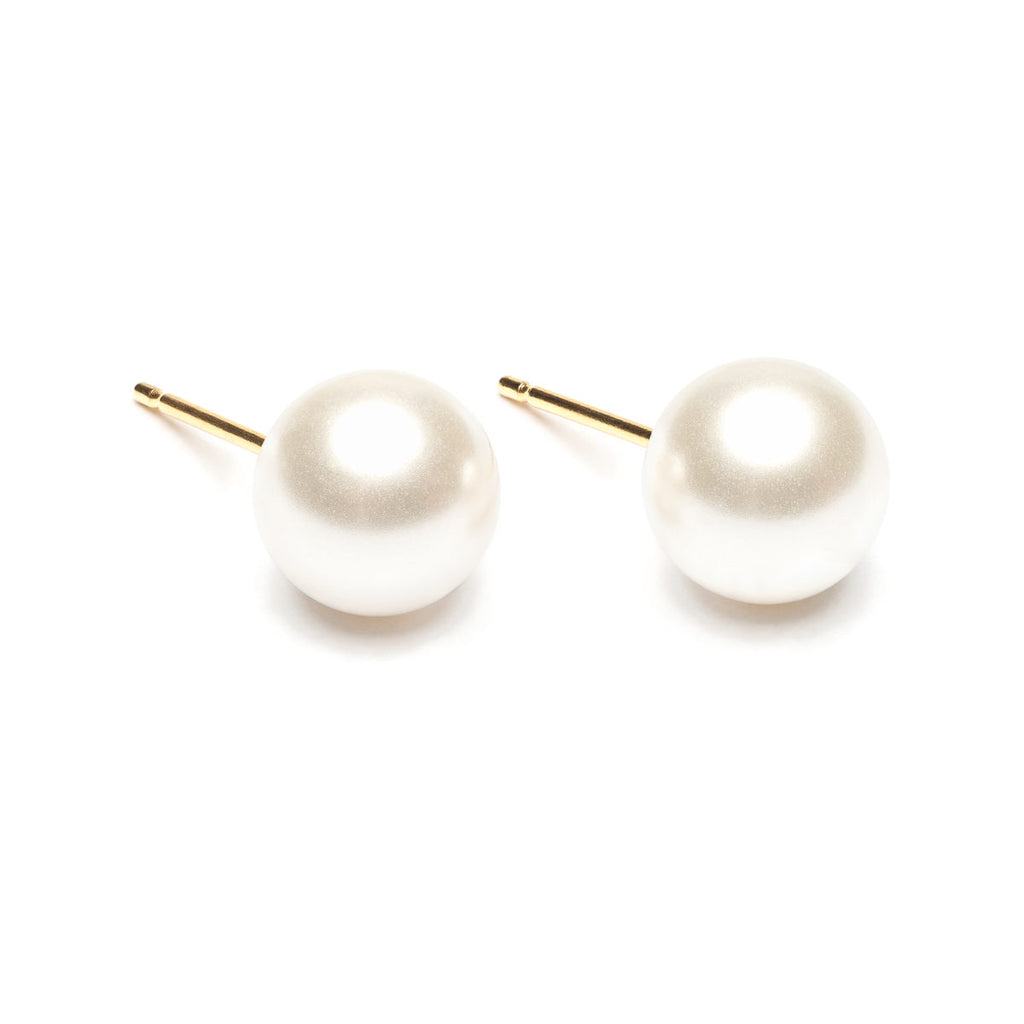 Pearl Stud Earrings 8mm Gold Plated - Simply Whispers