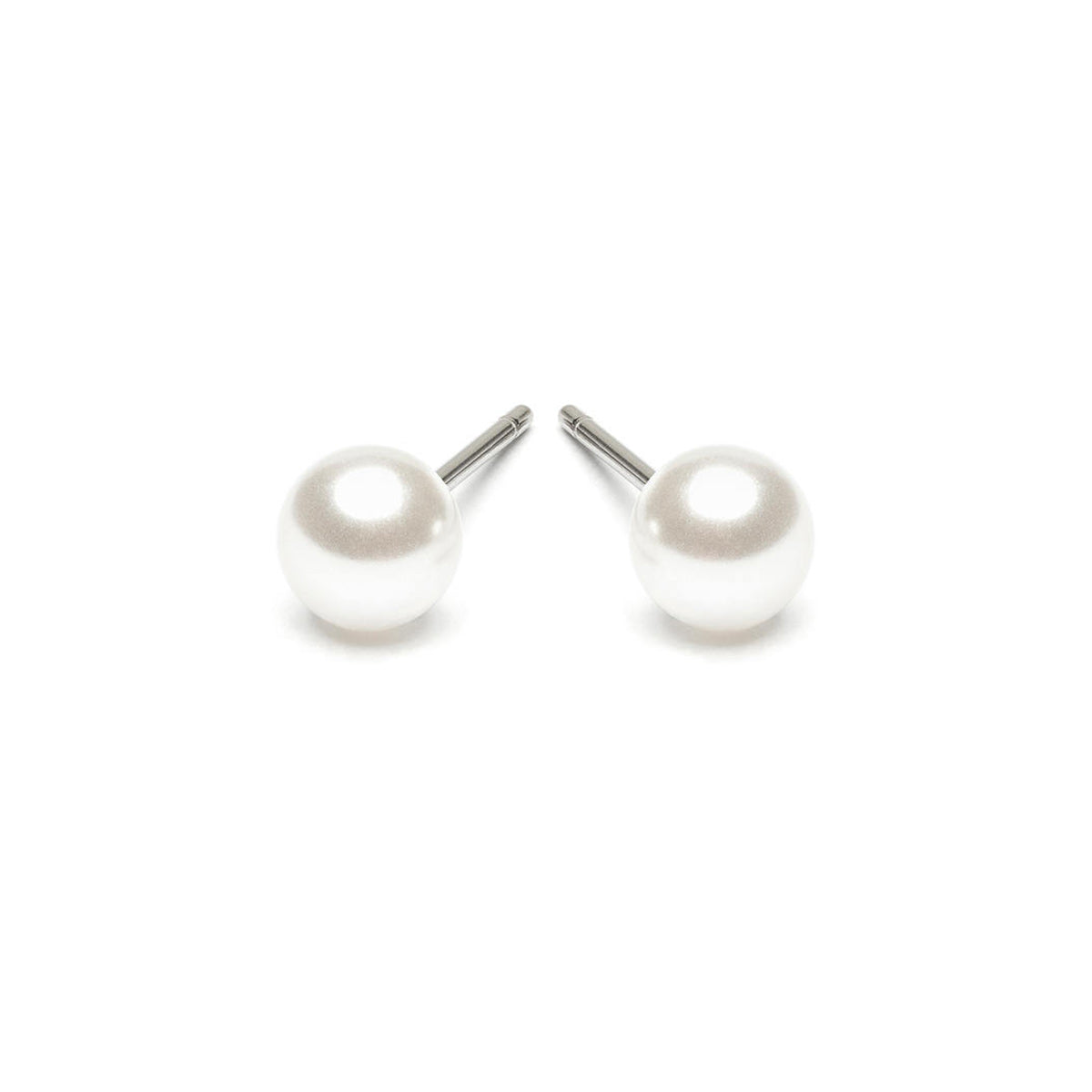 Stainless Steel 5 mm White Pearl Stud Earrings - Simply Whispers