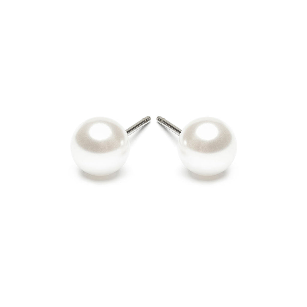 Stainless Steel 6 mm White Pearl Stud Earrings - Simply Whispers