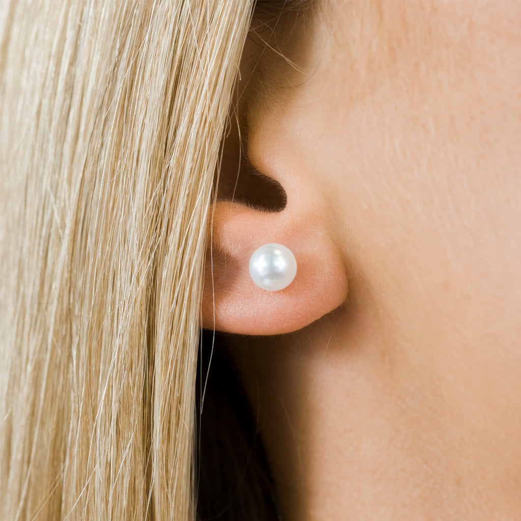 Stainless Steel 6 mm White Pearl Stud Earrings - Simply Whispers