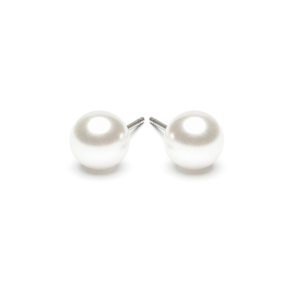 Stainless Steel 7 mm White Pearl Stud Earrings - Simply Whispers