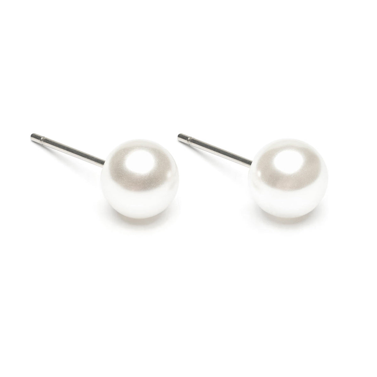 Stainless Steel 7 mm White Pearl Stud Earrings - Simply Whispers