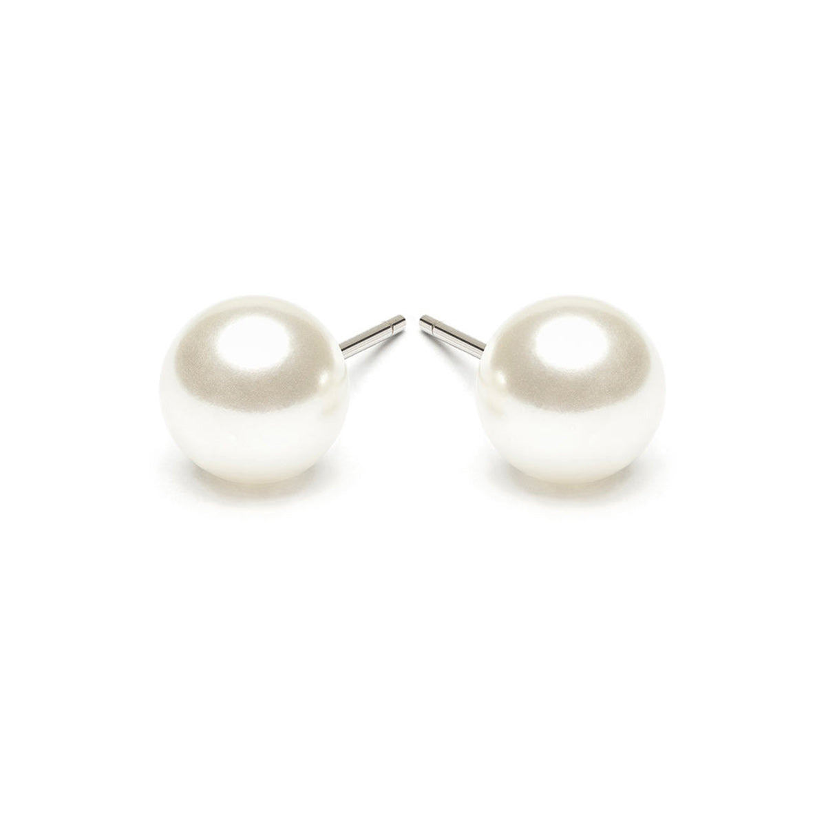 Stainless Steel 8 mm White Pearl Stud Earrings - Simply Whispers