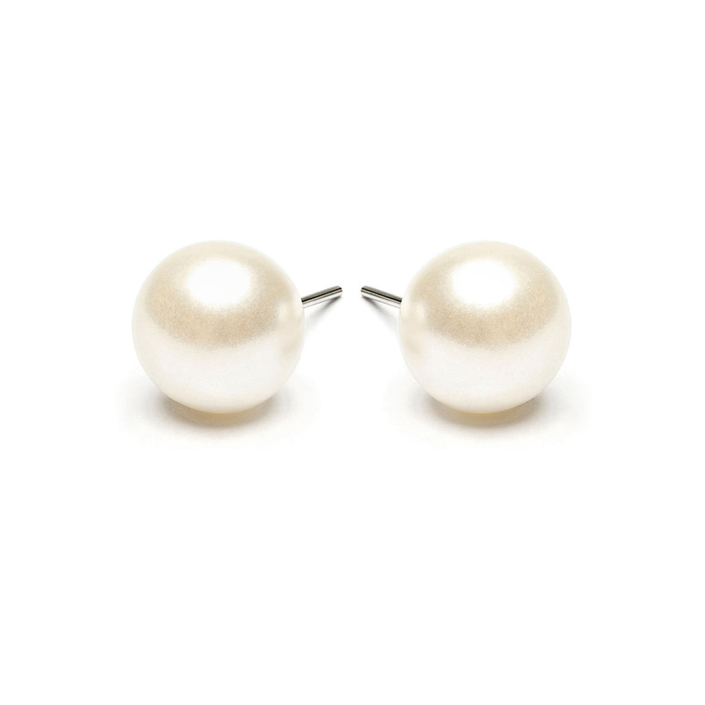 Stainless Steel 10 mm White Pearl Stud Earrings - Simply Whispers