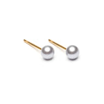 Gold Plated 4 mm Gray Pearl Stud Earrings - Simply Whispers